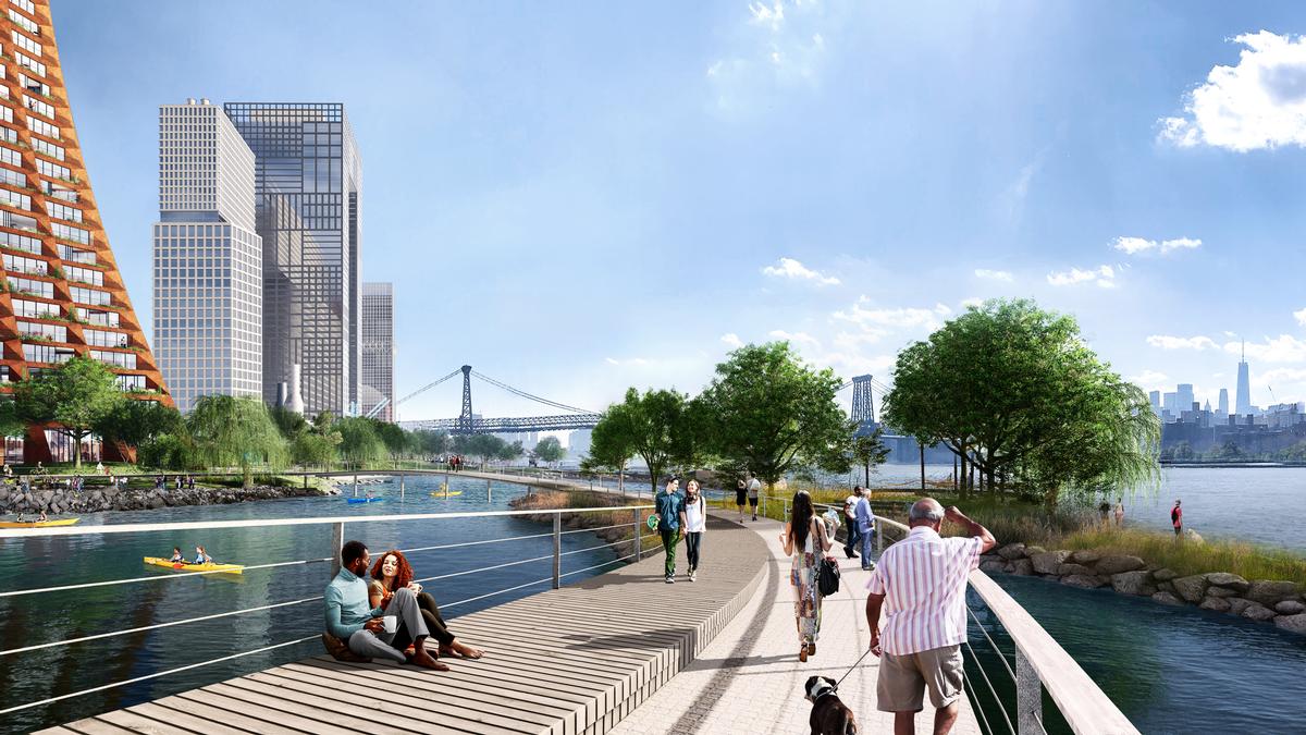 A circular esplanade will extend into the river / JCFO / BIG courtesy of Two Trees Management