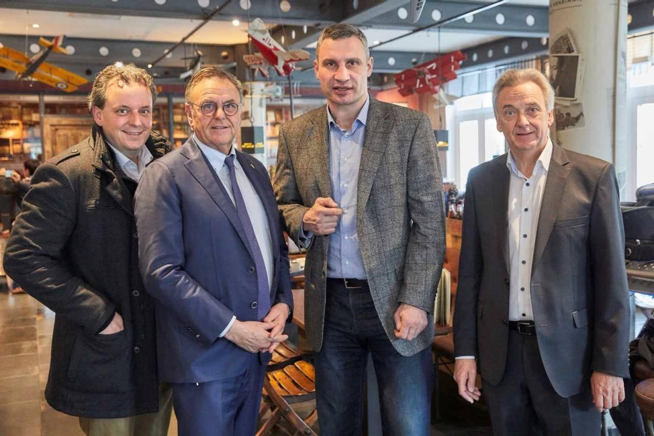 Former boxing champion Vitali Klitschko (second from right) pictured with members of the Mack family, which owns Europa Park Former boxing champion Vitali Klitschko (second from right) pictured with members of the Mack family, which owns Europa Park