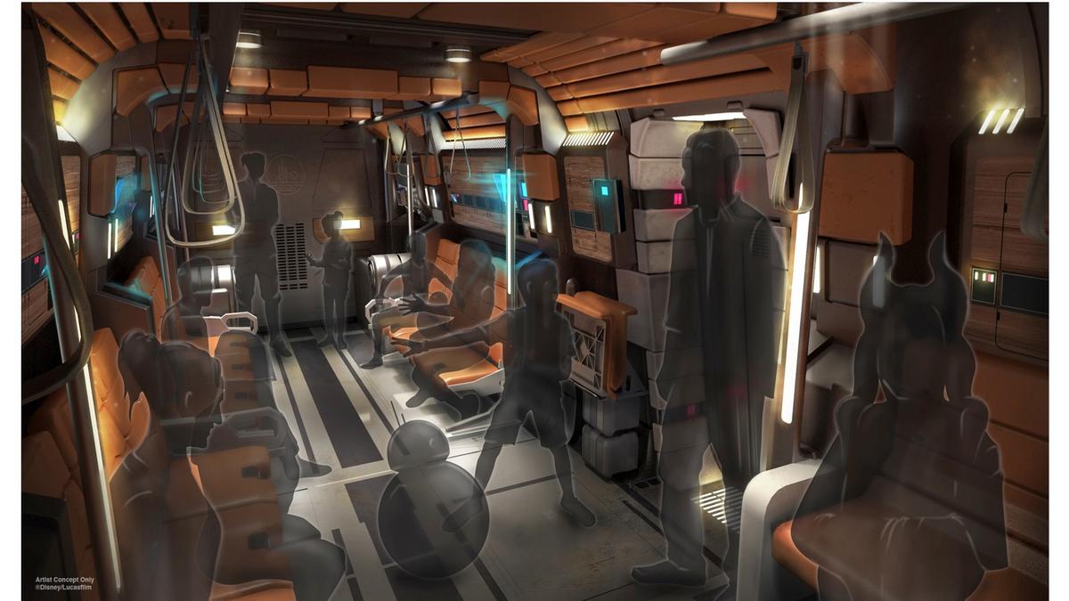 Specially designed transports take guests to Black Spire Outpost on the planet of Batuu – the setting for <i>Star Wars</i>: Galaxy's Edge / Disney