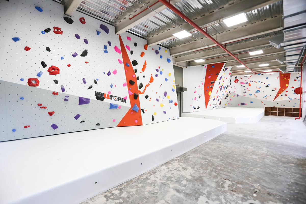 There is a 4.4m (14.4ft)-high bouldering wall