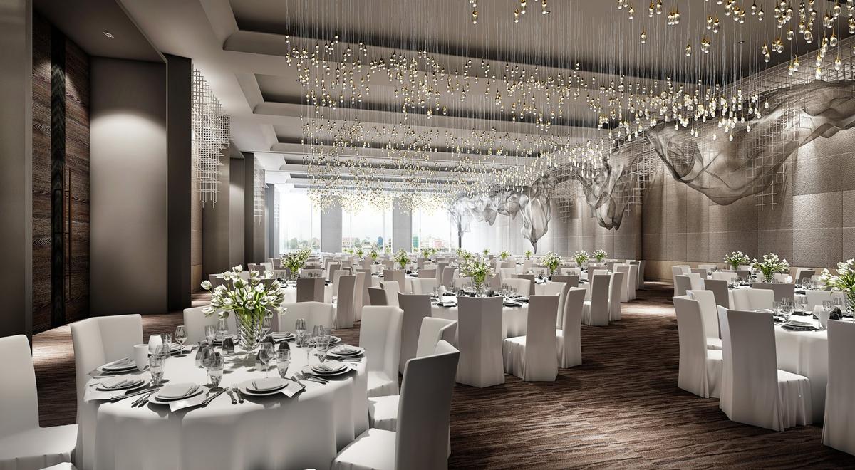 The Hotel offers indoor-outdoor event spaces including a dramatic Grand Ballroom for extraordinary occasions / Four Seasons