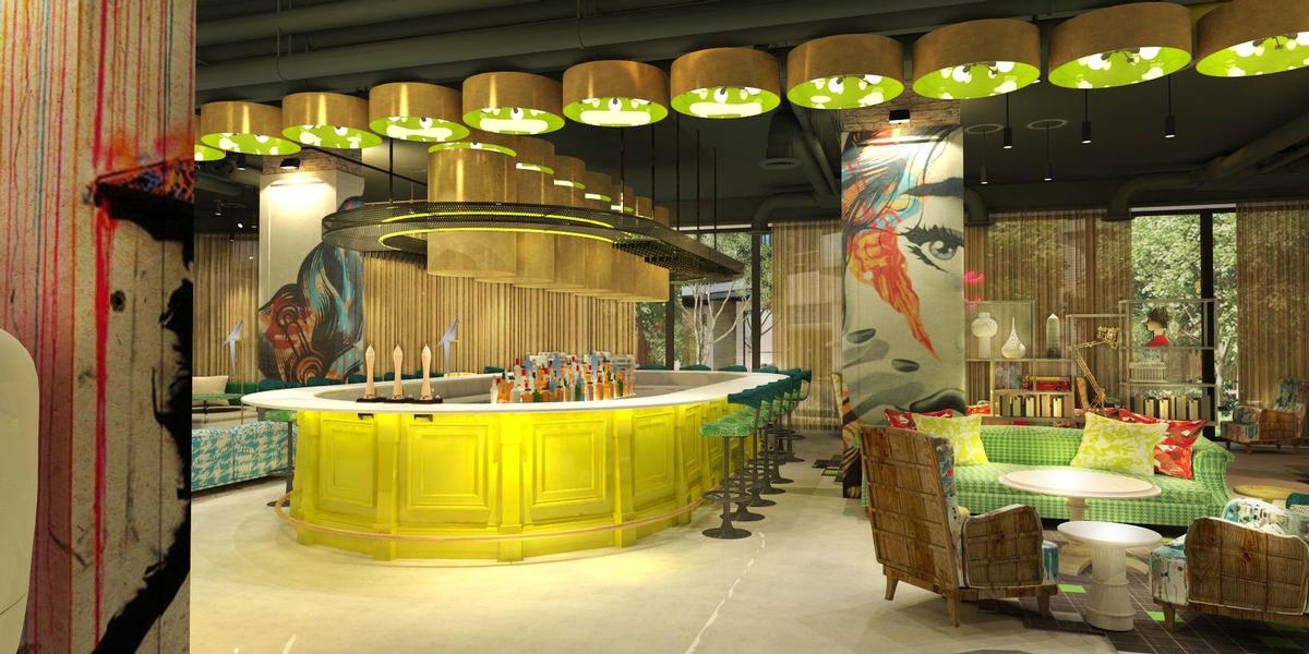 The vibrant themes are drawn through into the hotel's bar / nhow Hotels