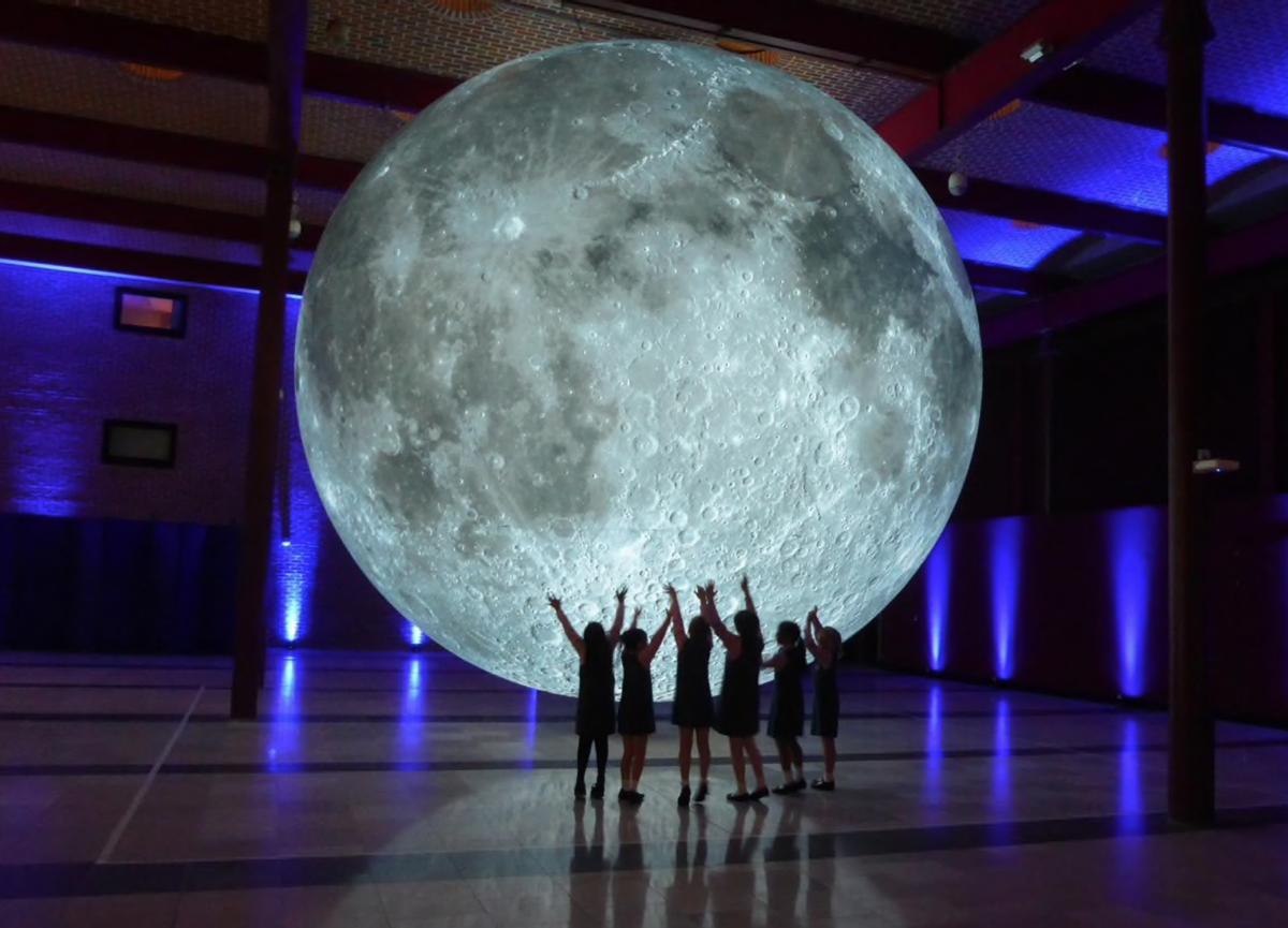 Luke Jerram's Museum of the Moon, a scale model of the moon suspended from the ceiling, will be on display until 15 March 2020