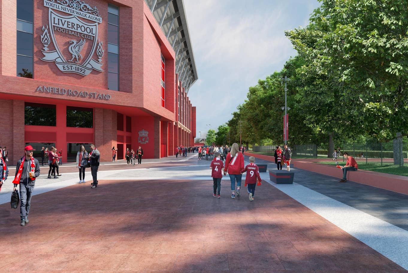 Anfield Road itself will be routed around the footprint of the proposed expanded stand / Liverpool FC