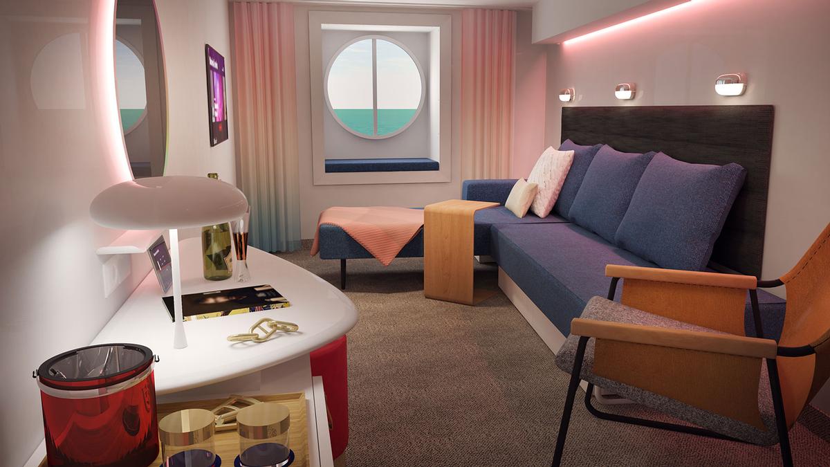 Sea View cabins are designed for solo travellers with super large single beds / Virgin Voyages