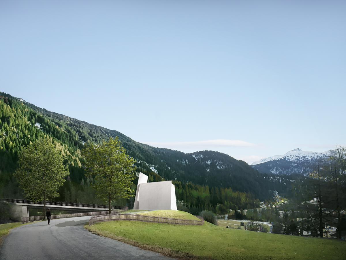 Access will be provided from above, through a four-sided structure the walls of which appear to lean against each other / Herzog & de Meuron Access will be provided from above, through a four-sided structure the walls of which appear to lean against each other / Herzog & de Meuron