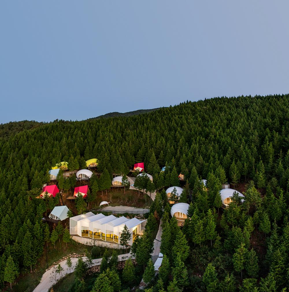 The SJCC Glamping Resort consists of 16 living units, an on-site restaurant and reception
