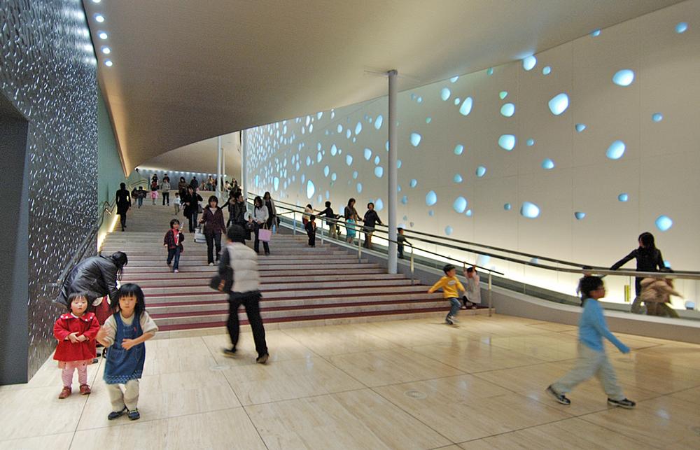 The foyer at the Matsumoto Performing Arts Centre