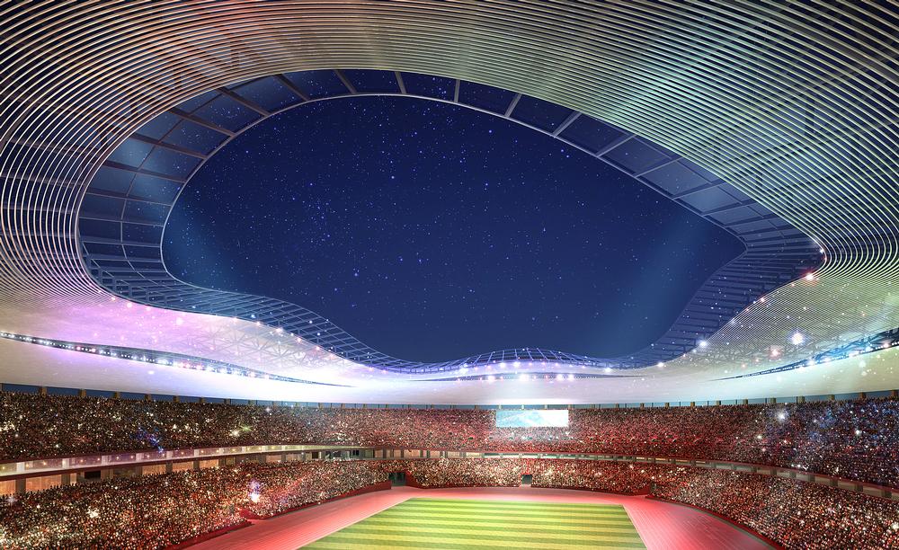 The New National Stadium designs were a joint venture between Ito, Nihon, Takenaka, Shimizu and Obayashi / Ito, Nihon, Takenaka, Shimizu, Obayashi 
