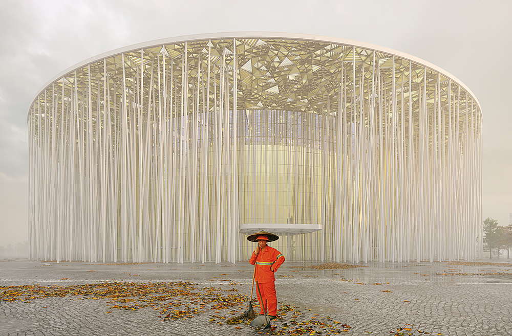 The slender white columns were inspired by indigenous bamboo forests / Steven Chilton Architects