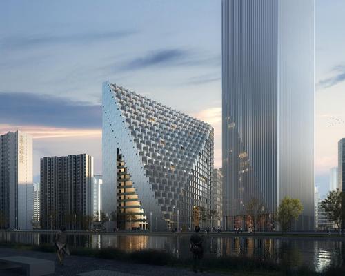 The structure's pinnacle will represent an old Chinese adage about paradise. / Courtesy of OMA/ Image by Bloomimages