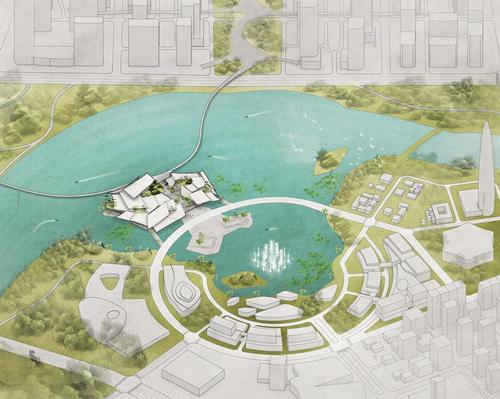 The building will be accessible on all sides via vehicular and pedestrian bridges / Ma Yansong