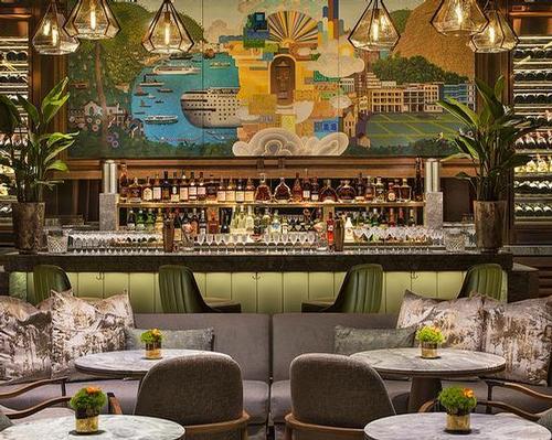 The hotel's showpiece is a vibrant mural behind the bar / AFSO