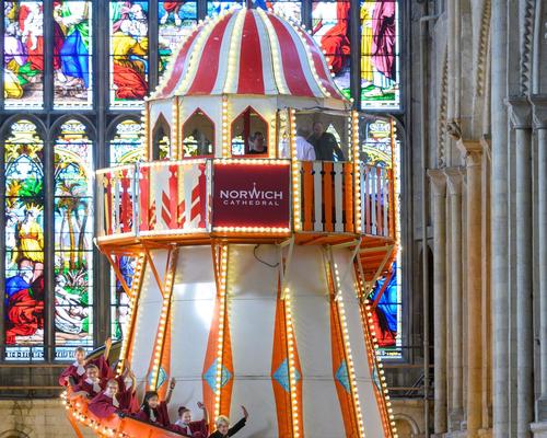 Helter-skelter ride installed inside Norwich Cathedral 