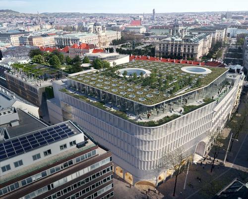 A roof-park will provide 360-degree views out across the Vienna skyline / OMA