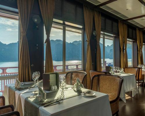 Meals in the ship’s glass-fronted restaurant feature fresh Vietnamese cuisine and have an emphasis on healthy eating.