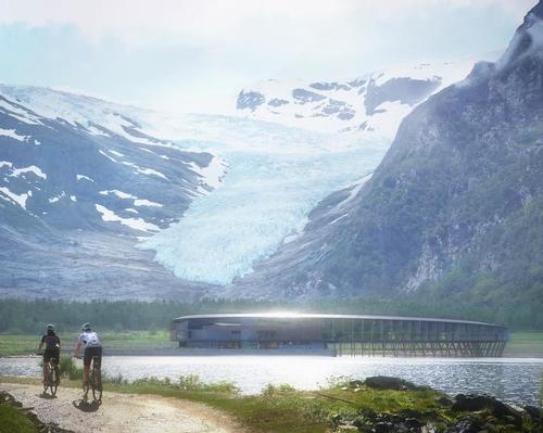 The hotel's design is aimed in part at minimising any impact on land and to the bed of the fjord / Plompmozes