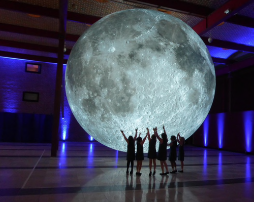 Luke Jerram's <i>Museum of the Moon</i>, a scale model of the moon suspended from the ceiling, will be on display until 15 March 2020